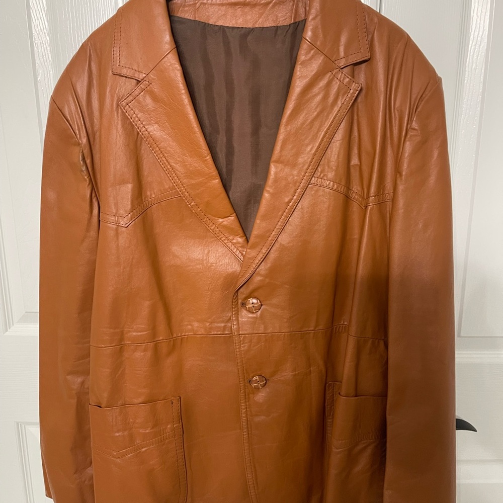 Vintage Sears Tan Leather Trench Coat